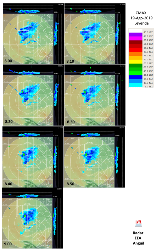 Mosaico de imágenes de reflectividad del radar