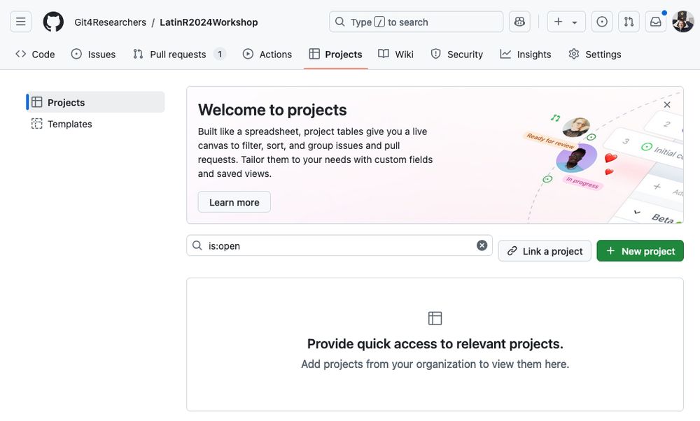 Creating a new project on GitHub
