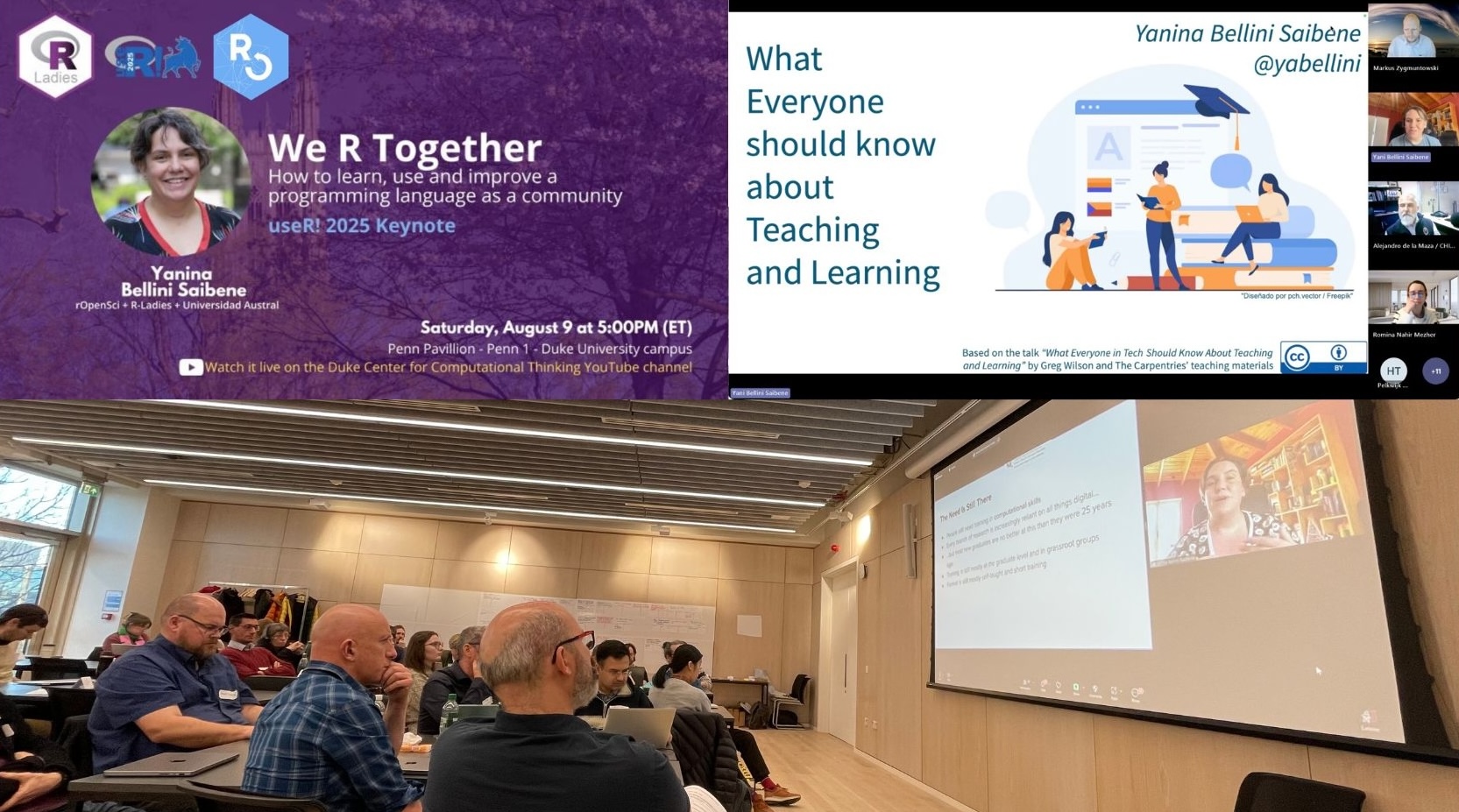 Yanina Bellini Saibene speaking at useR! 2025, Calmet and Edinburgh Winter School