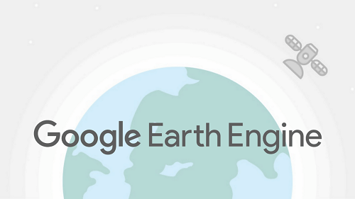 Un mundo con un satelite y el texto Google Earth Engine